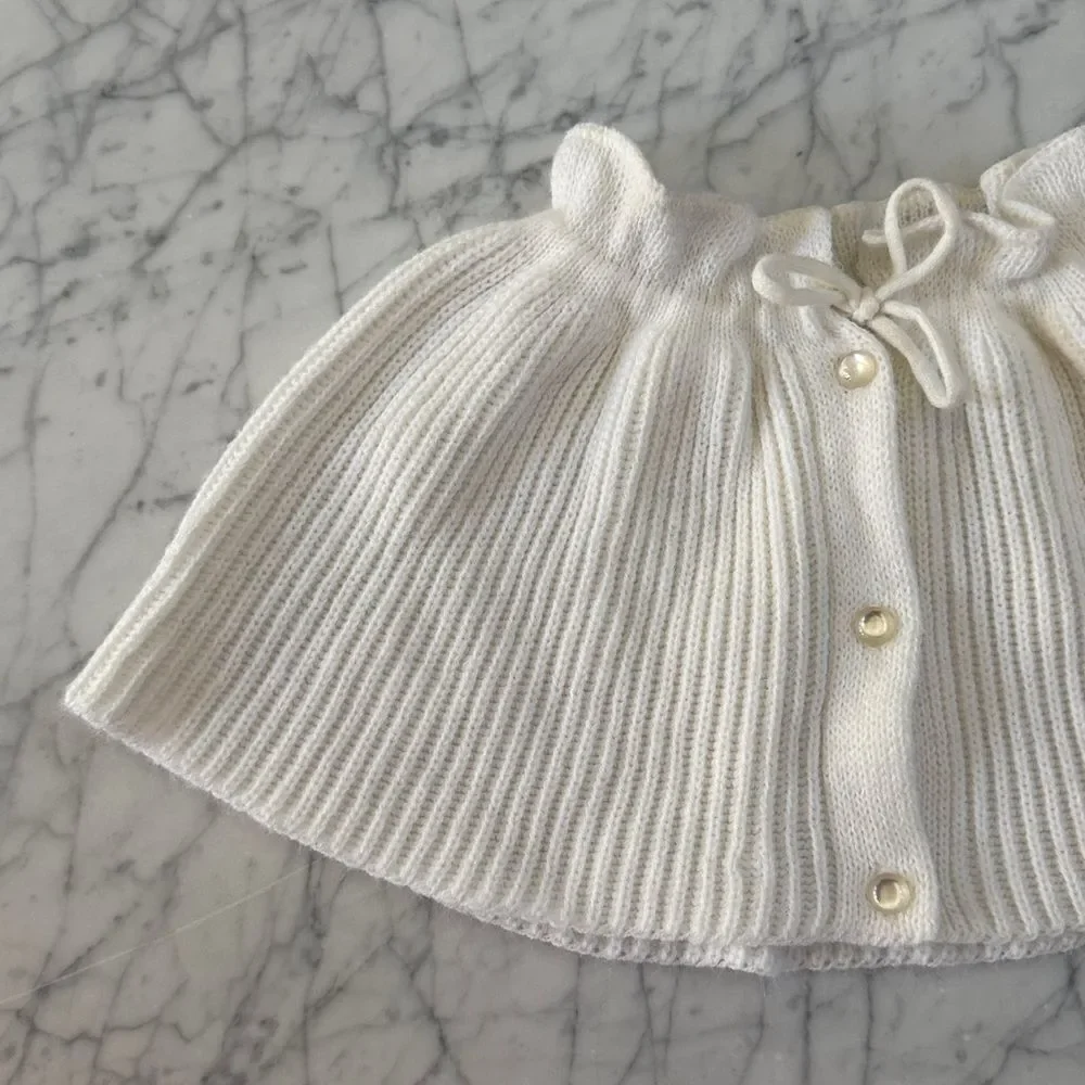 Vintage Poncho Sweater Cape Shrug Crème Toddlers Sz 4/5